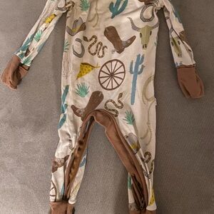 Little Sleepies Western Adventure One Piece - Cream, Brown, Green